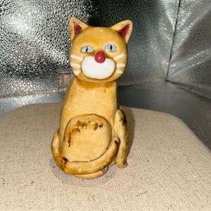 Tabby Cat ceramic Tan Cat Sculpture decor
